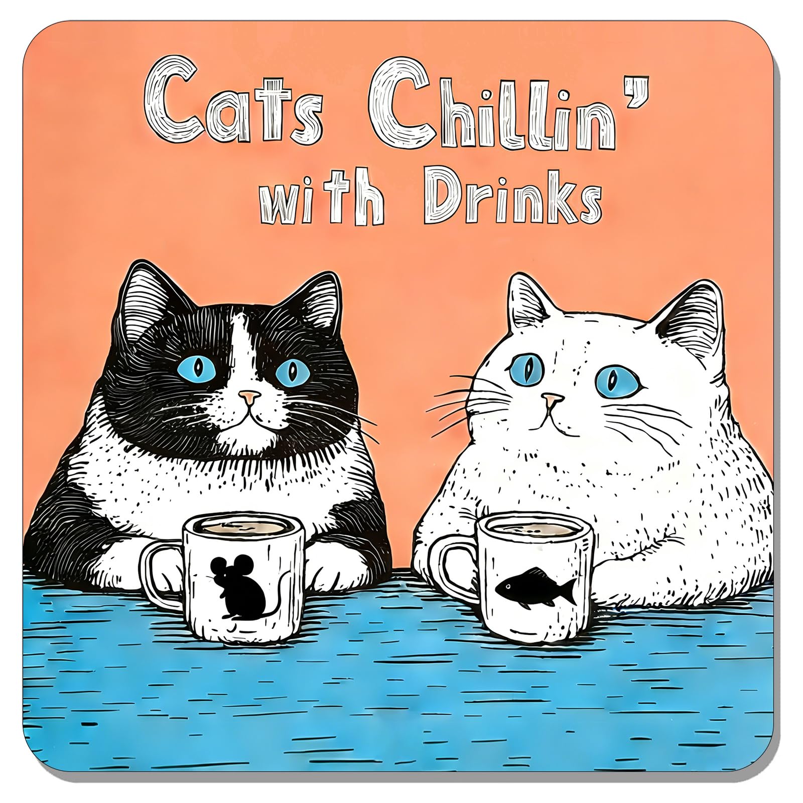 Cogavoo Coaster-Cat Funny Creative Cute Cat Coasters, Drinks Coaster For Couple, Cute Coaster For Coffee Tea Mug,Coasters Gifts For Cat Lovers