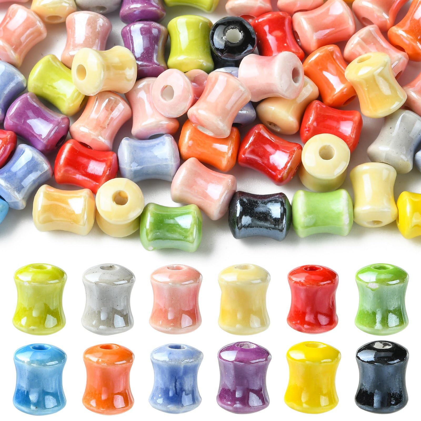Perles en porcelaine Stiesy en forme de bâton de bambou lot de 50