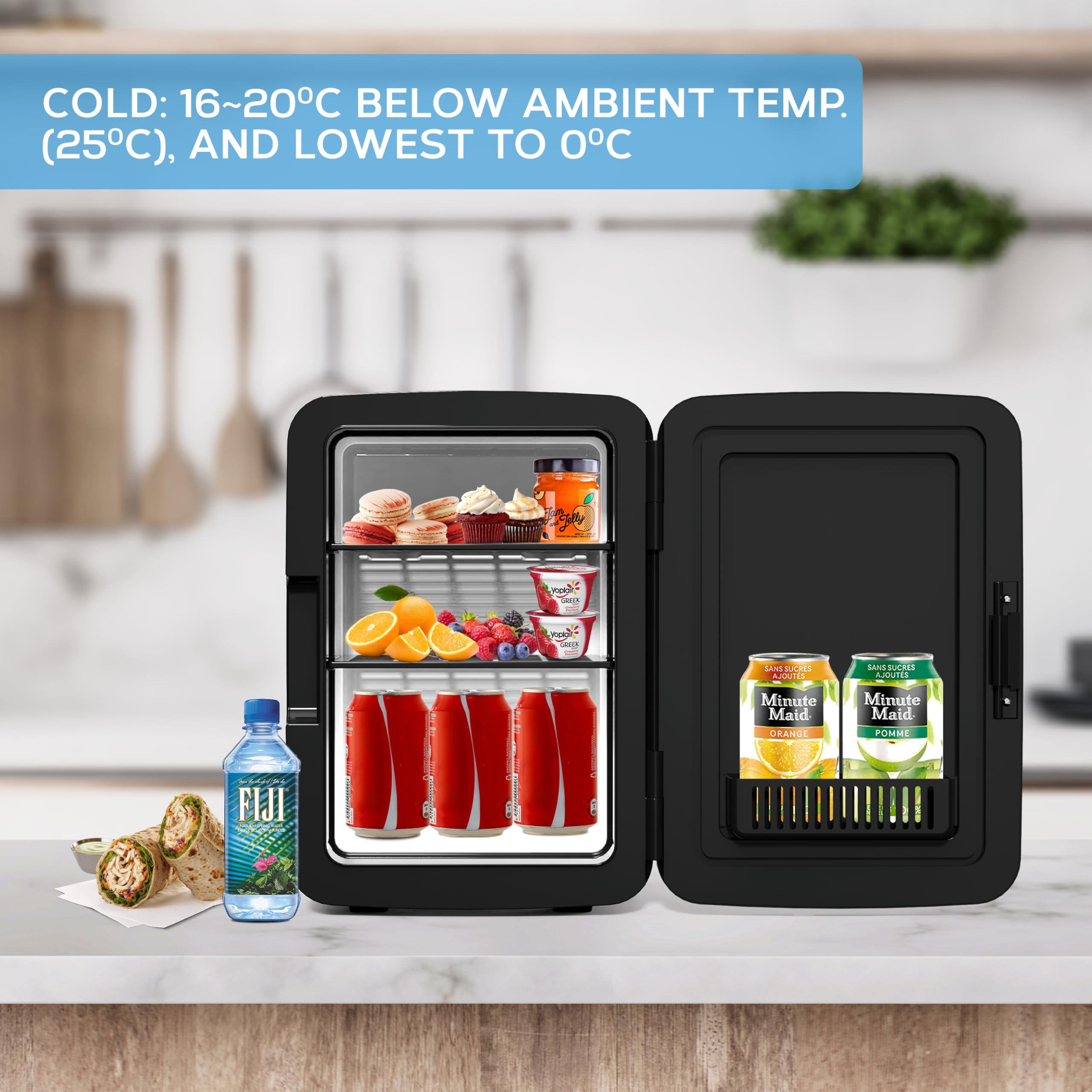 Body Escape Mini Fridge For Skincare & Make-Up - Glass Door Beauty Mini Fridges - Birthday Gifts For Her Skin Care - Portable, Compact, Small & Quiet Skincare Fridge For Makeup - 10L Black