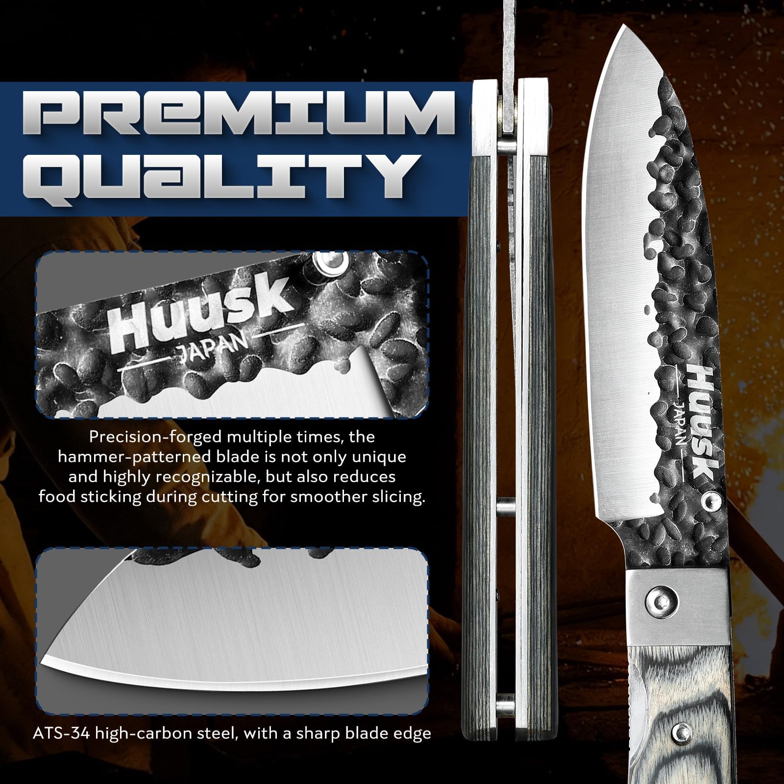 Huusk Japanese Folding Santoku Knife - Pocket Chef Knife — Amazon image 3