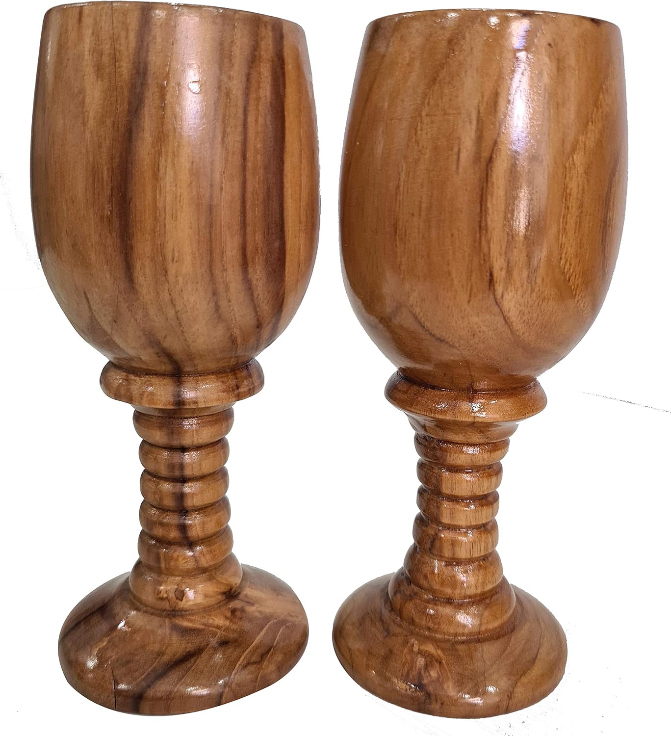 Wine Chalice Pair – Vintage Style Handmade Wooden Wine Glasses, Toasting Goblets, Drinking & Dining Cups, Perfect for Gifting Collection