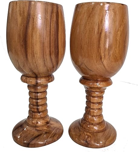 Miniatura 2 de Par de cáliz de vino – Copas de vino de madera hechas a mano estilo vintage, copas de tostado, copas para beber y comedor, perfectas para la