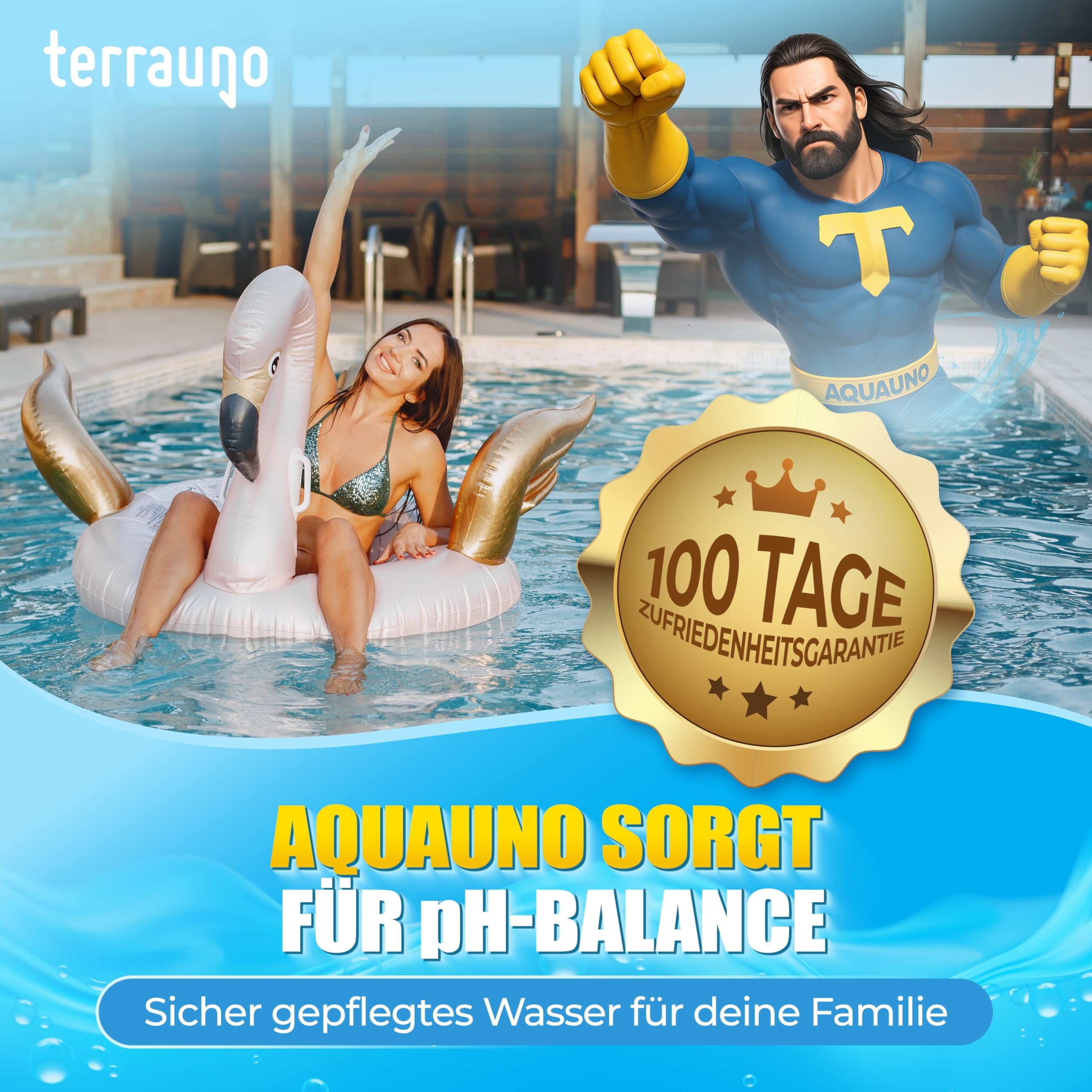TerraUno pH Plus Granulat 5 kg pH Heber Pool schnelllöslich pH-Anhebung Wasserqualitätsverbesserung Poolpflege