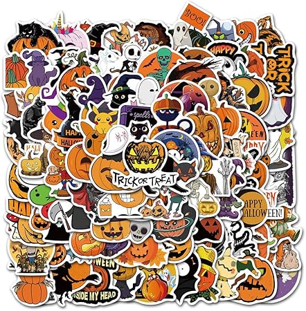 Amazon Co Jp 50ハロウィーンのテーマ面白いステッカー装飾的なウォーターボトルトロリーケースカボチャモンスター防水落書きステッカー ホーム キッチン