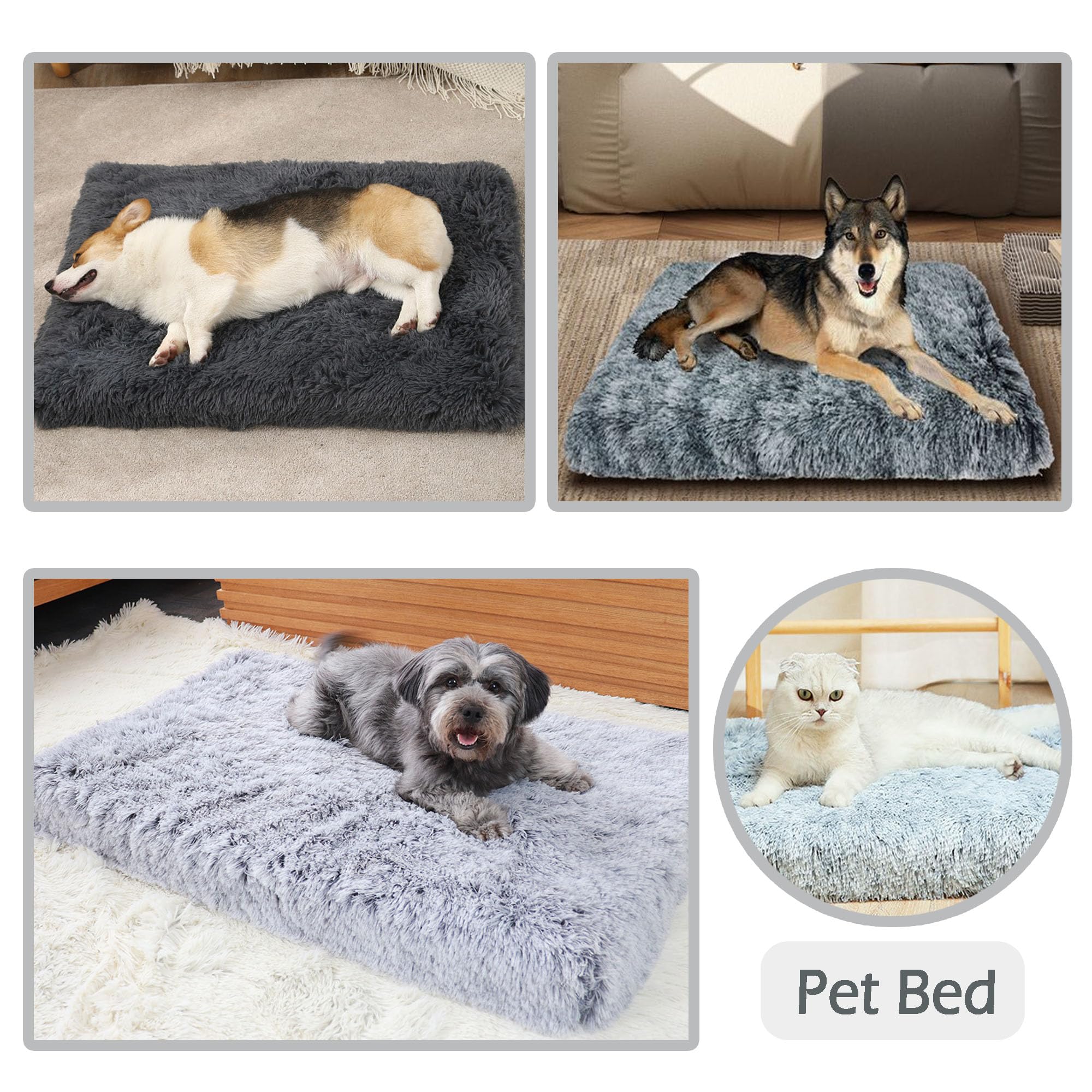 KSIIA Panier Moyen Chien Orthopédique, Mémoire De Forme Coussin Chien Dehoussable, Canapé Lavable, Lit Avec Base Antidérapante, Gris 91x68x16cm