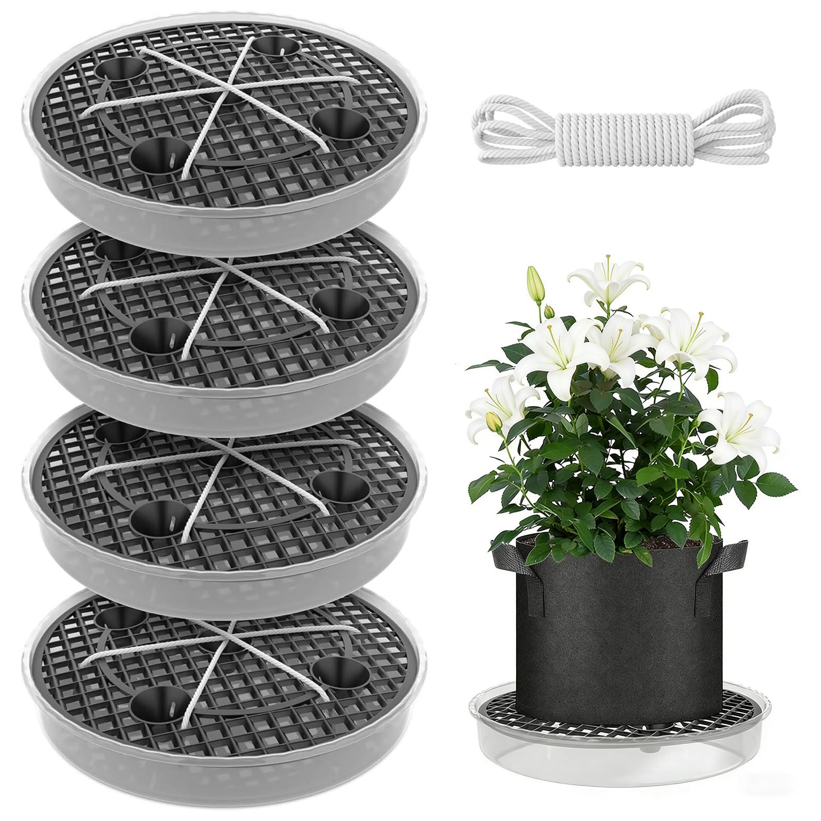 Dessous de pot de fleurs d'extérieur et soucoupe en tissu auto-arrosant pour jardin et serre