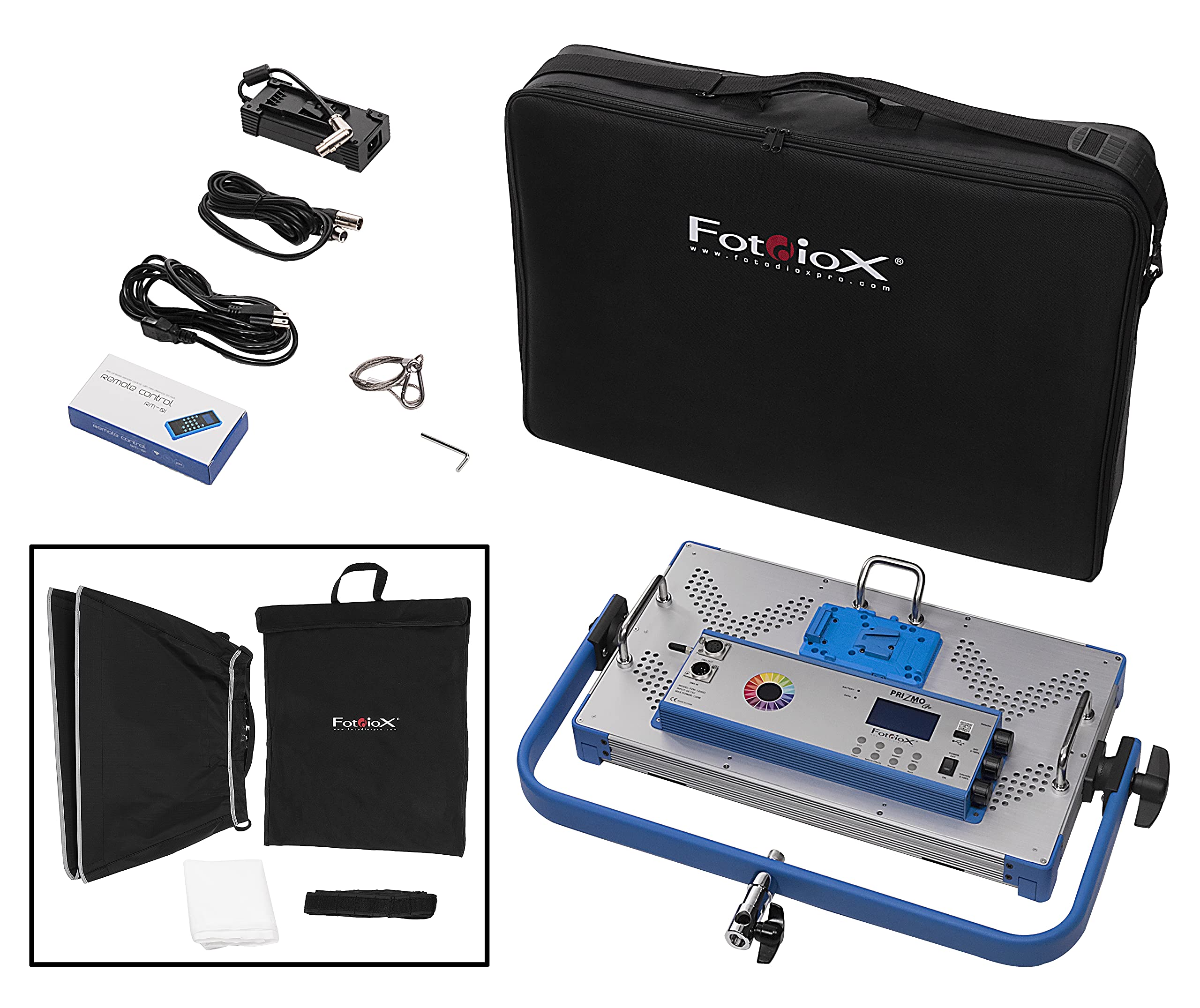 Fotodiox Pro Prizmo Go RGBW 120W LED Light Kit - 1x2' Multi Color, Dimmable, Professional Photo/Video LED Studio Light with Softbox and Eggcrate Gridd Addon