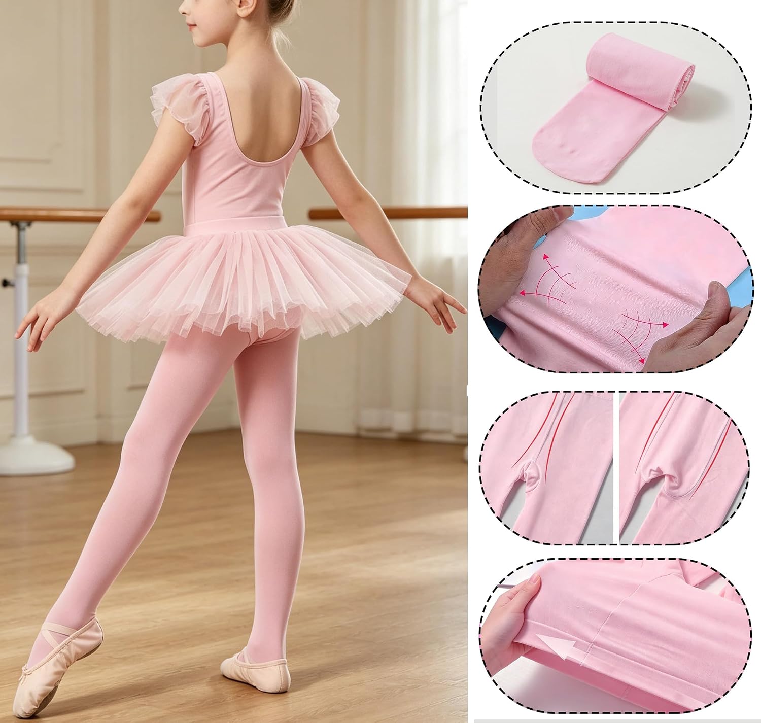 Toddler-Ballet-Microfiber-Tights Girls-Smooth-Dance-Tight for 4-12T Kids Daily Dance School Halloween 3 Pairs