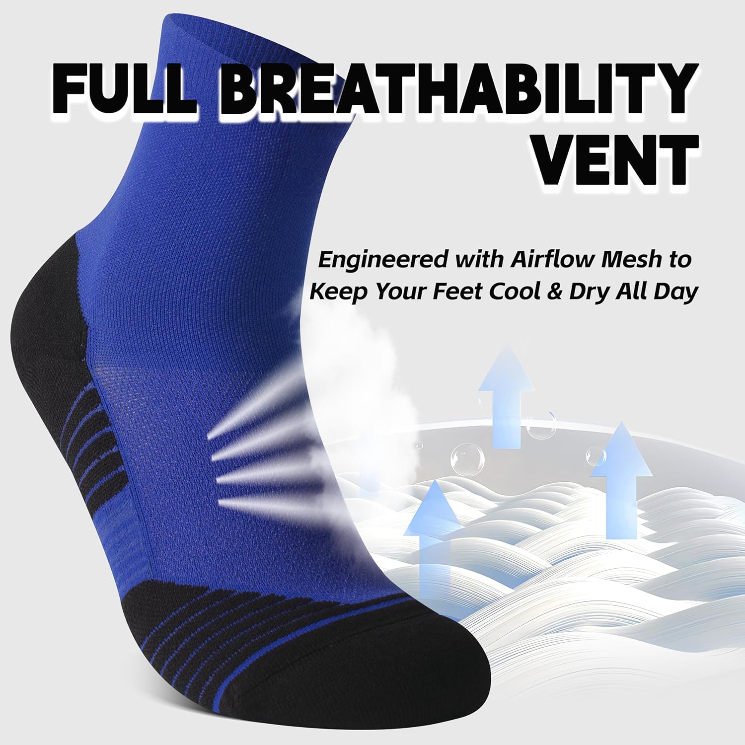 HUSO Compression Ankle Running Socks: Athletic Socks for Men Women with Cushion,Work Hiking Basketball Sport Socks 3 Pairs - Image 6