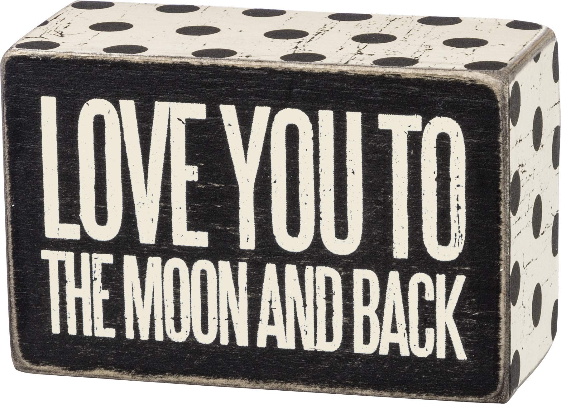 Primitives by Kathy Polka Dot Trimmed Box Sign, 4" x 2.5", To the Moon