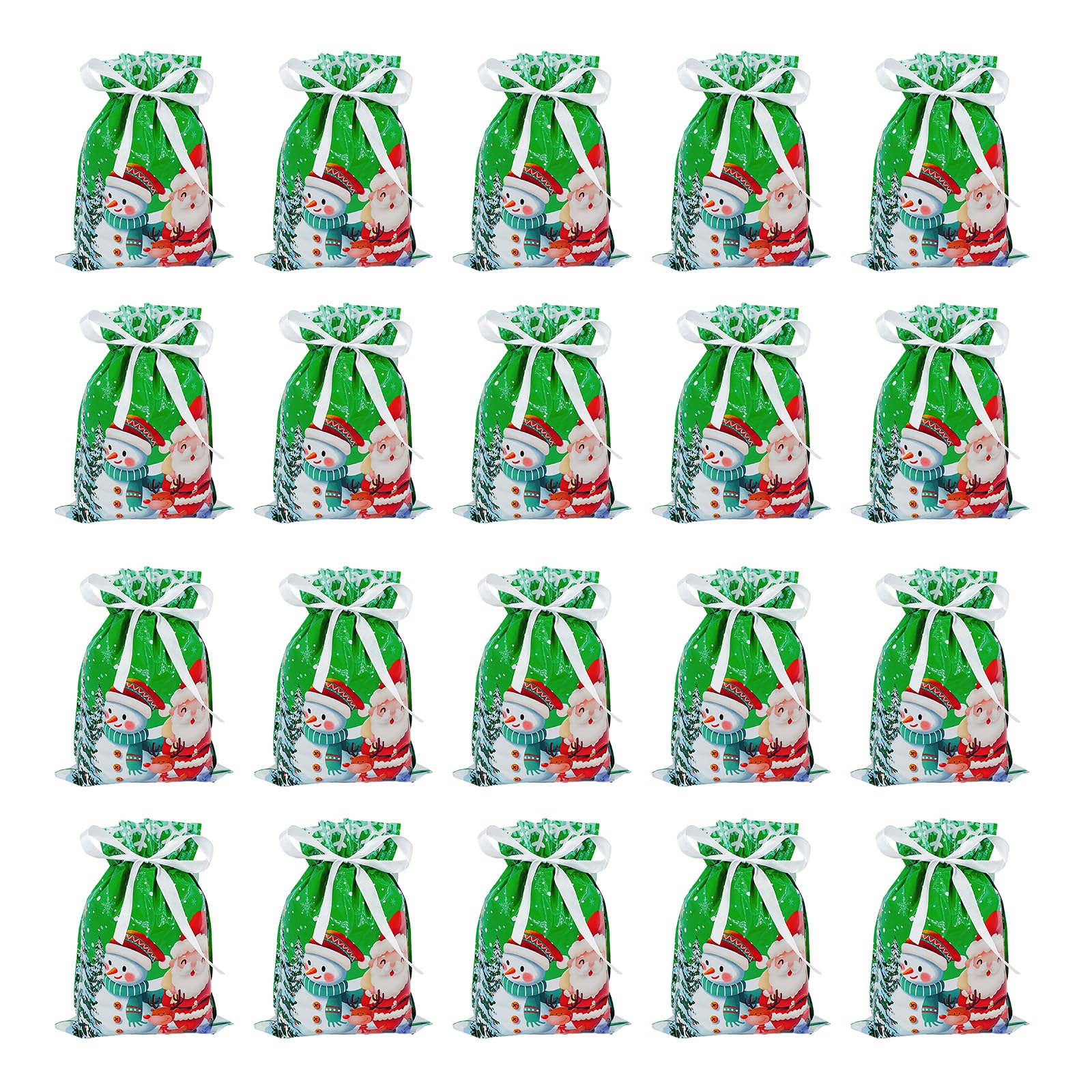 KAQNTUD Christmas Party Bags Plastic Drawstring Closure Design Reusable Packaging Solution Reusable Christmas Party Bags