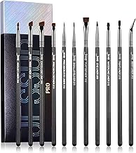 Jessup Set of 11 Professional Eyeliner Brushes T324 Flat Tip Conical Angled Precision Water Black/Silver
