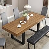 STHOUYN 63”-79” Extendable Dining Room Table&comma; Modern Farmhouse Wooden Kitchen Table&comma; Long Expandable Dining Table for 6 8 10&comma; Large Expanding Table Conference Table &lpar;Walnut Brown&rpar; &lpar;Walnut Brown&rpar;