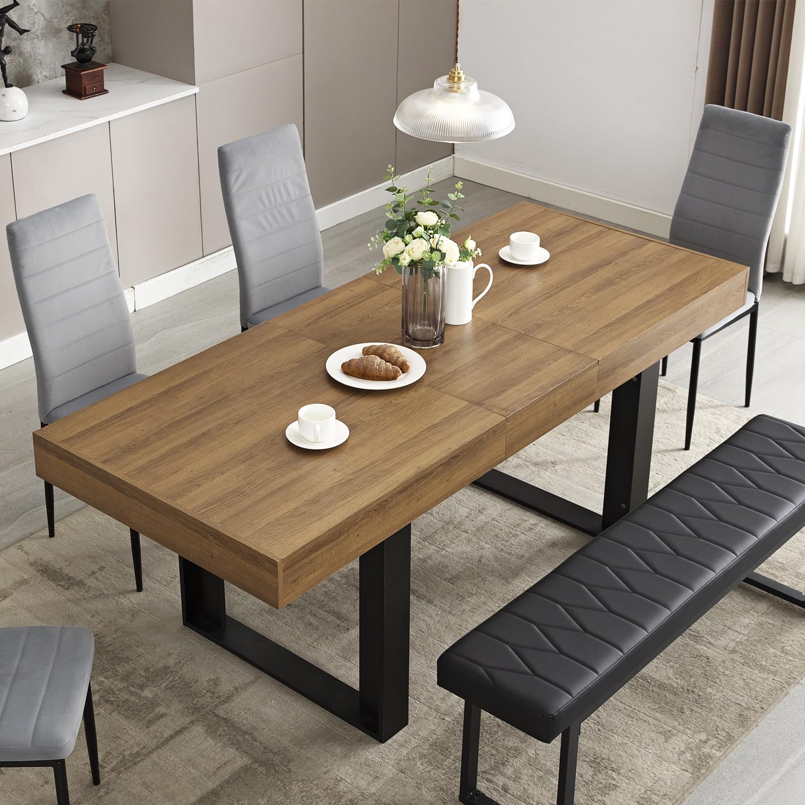 Amazon.com - STHOUYN 63”-79” Extendable Dining Room Table, Modern