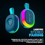JLab Pop Party Portable Bluetooth Speaker, Navy, 8+ Hours of Playtime, IP55 Waterproofing, Detachable Loop Handle, Customizable RGB LED Lighting, Lab Sync Up to 100 Speakers, Custom Sound in-App