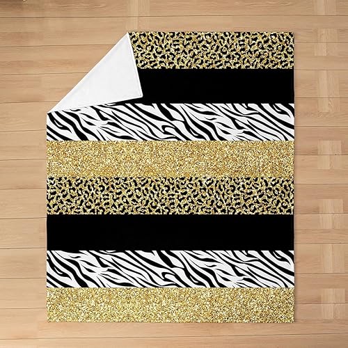 Miniatura 3 de Glitter Leopard Print Throw Blanket Wild Animal Skin Stripes Print Fleece Blanket for Kids Teens Adults Modern Simple Style Fashion Flannel Blanket