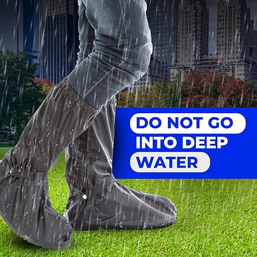 Miniatura 6 de benoo Fundas para zapatos de lluvia resistentes al agua fundas para zapatos casi impermeables para lluvia fundas para zapatos de botas para hombres