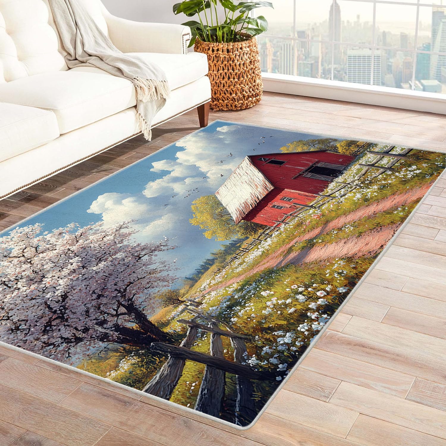 Tapis d'intérieur 3D avec fleurs rouge apportez poésie et confort chez vous