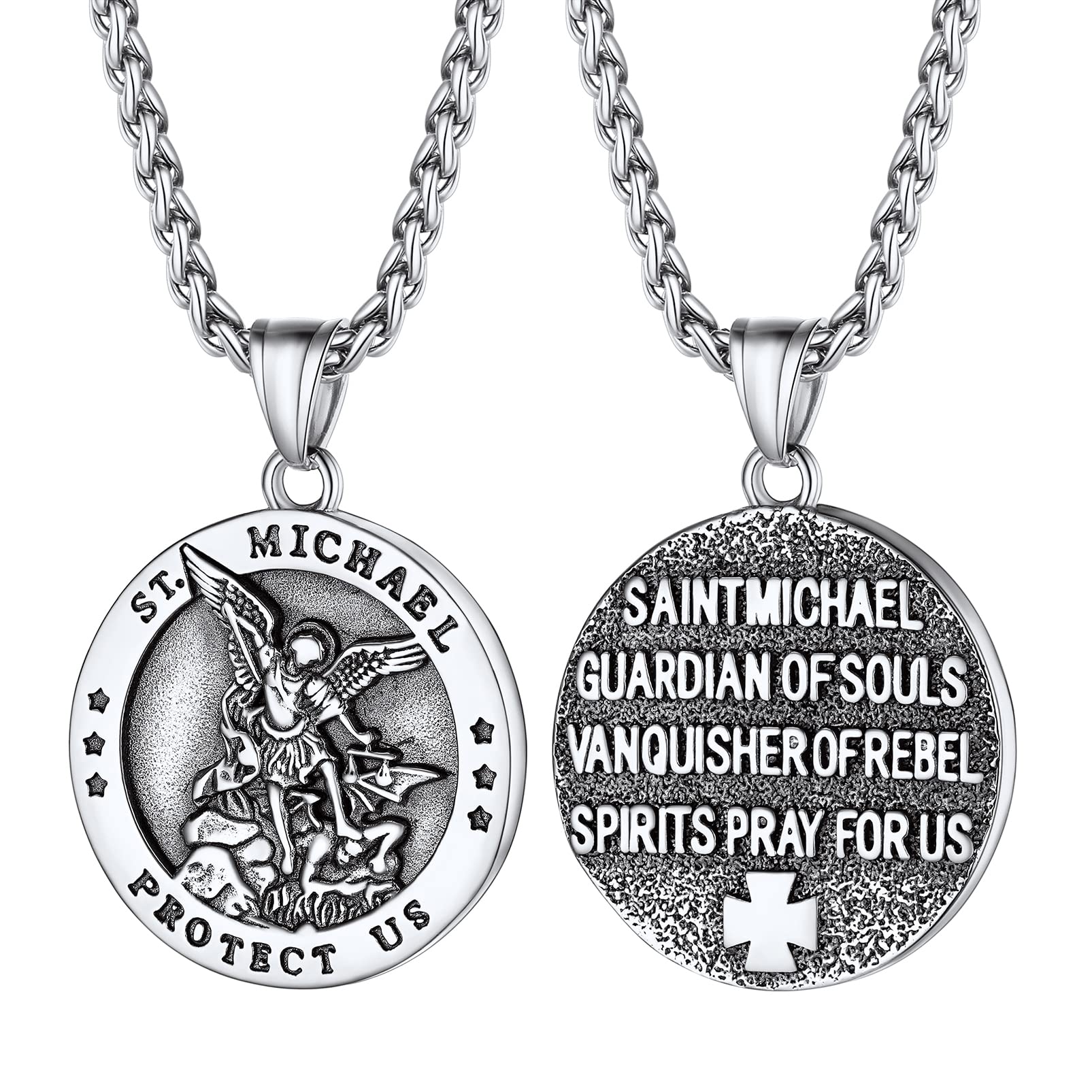 PROSTEEL St Christopher/St Benedict/St Michael Pendant Necklace for Men
