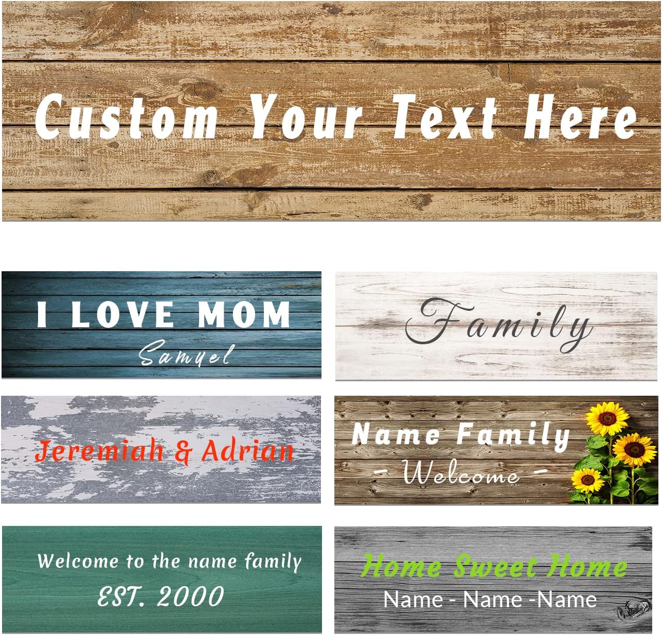 Custom Text Canvas Wall Art Print Personalized Quotes Wall Decor Customized Wooden Background Signs Plaques Rustic Home Decorations (7x21inch)