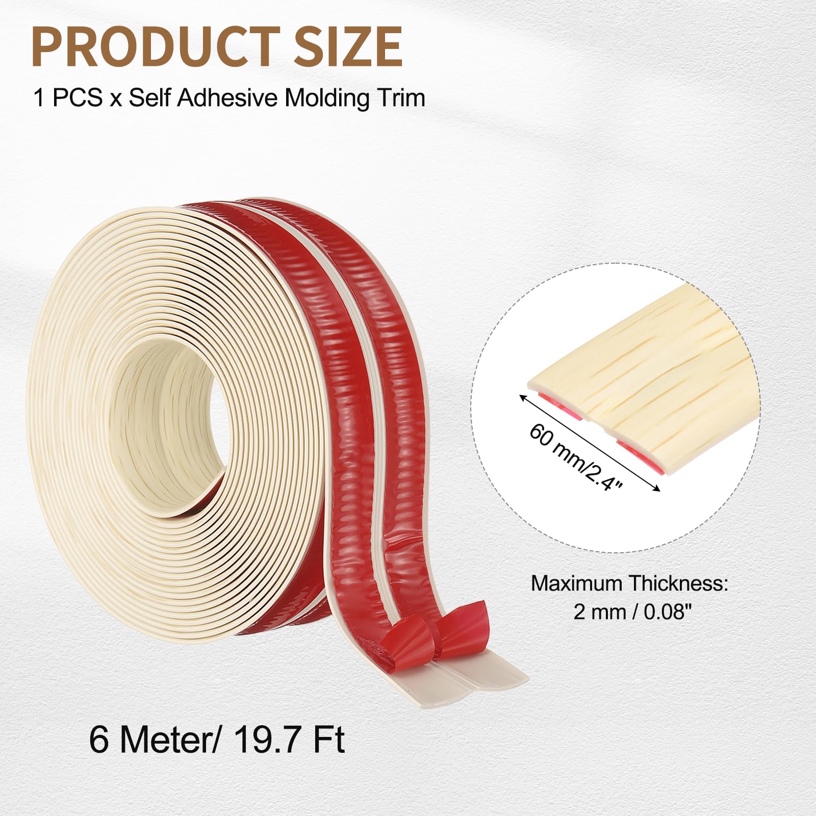 PATIKIL 2.4 Pulgadas X 19.7 Pies Protector Para Esquinas Autoadhesivo Beige