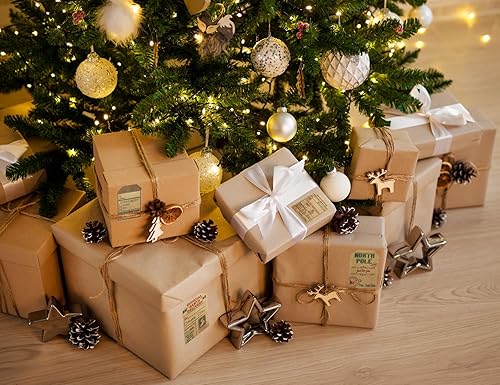 Miniatura 3 de Etiquetas de papel de estraza natural de Santa Claus, de 2 x 3, para regalos de navidad, 100 etiquetas en total