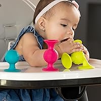 Vista 5 de Fat Brain Toys pipSquigz, juguetes sensoriales para bebés de 6 meses en adelante, juguete de ventosa y sonajero