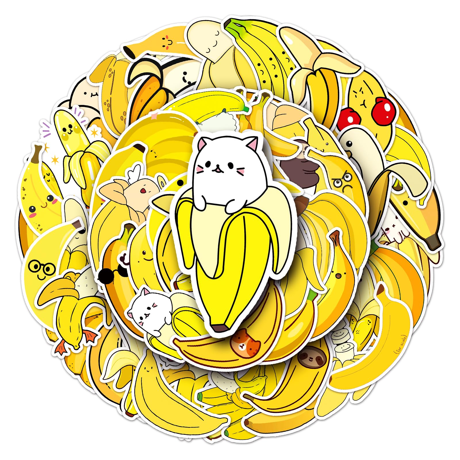 Banana Stickers Pack of 50, Cute Waterproof Vinyl Decals for Water Bottles Laptops Luggage Skateboards Phones - Image 2