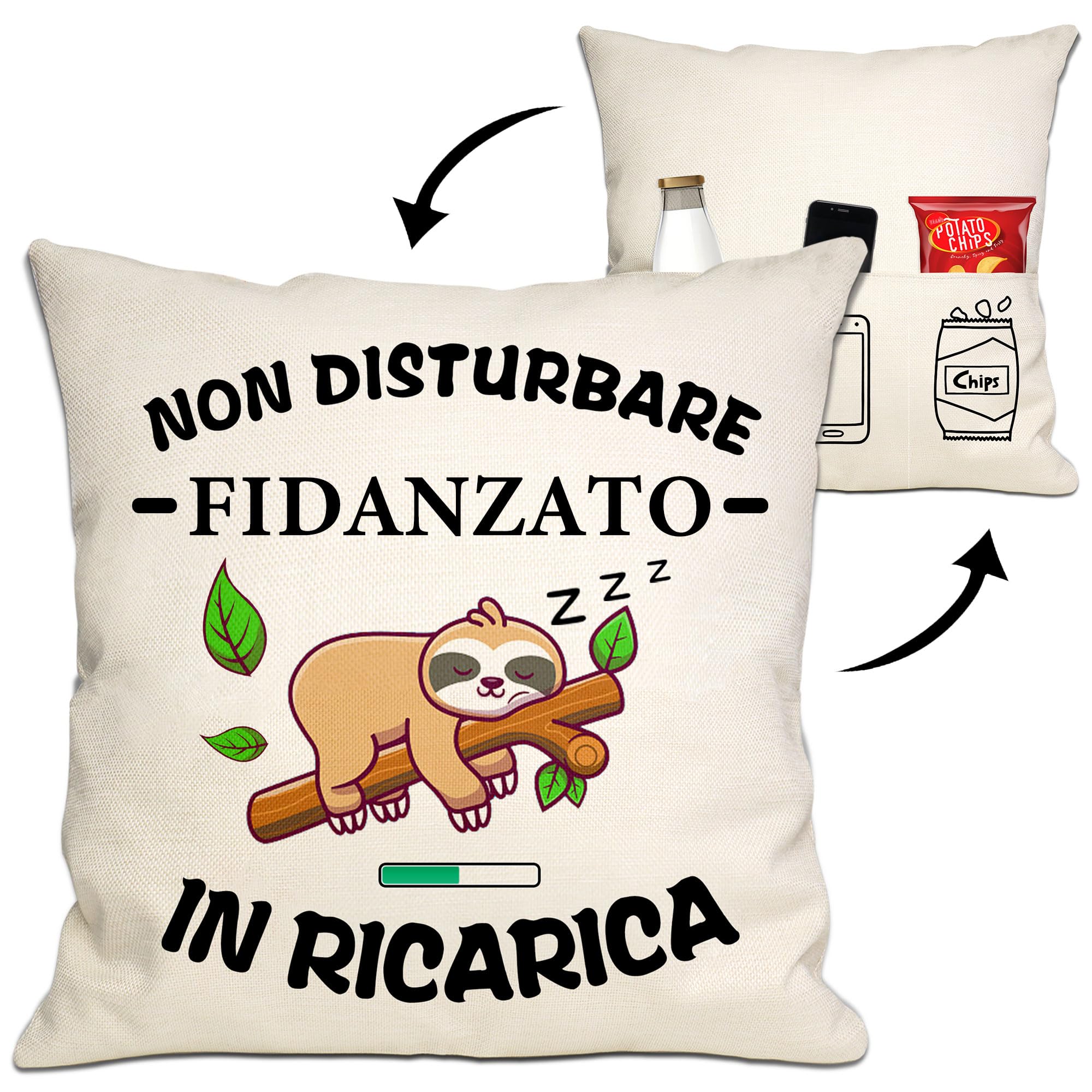 Bommex Divertente copricuscino con tasche per il fidanzato della fidanzata Copricuscino bifacciale per il fidanzato Divertente regalo di Natale per il compleanno di San Valentino (fidanzato)