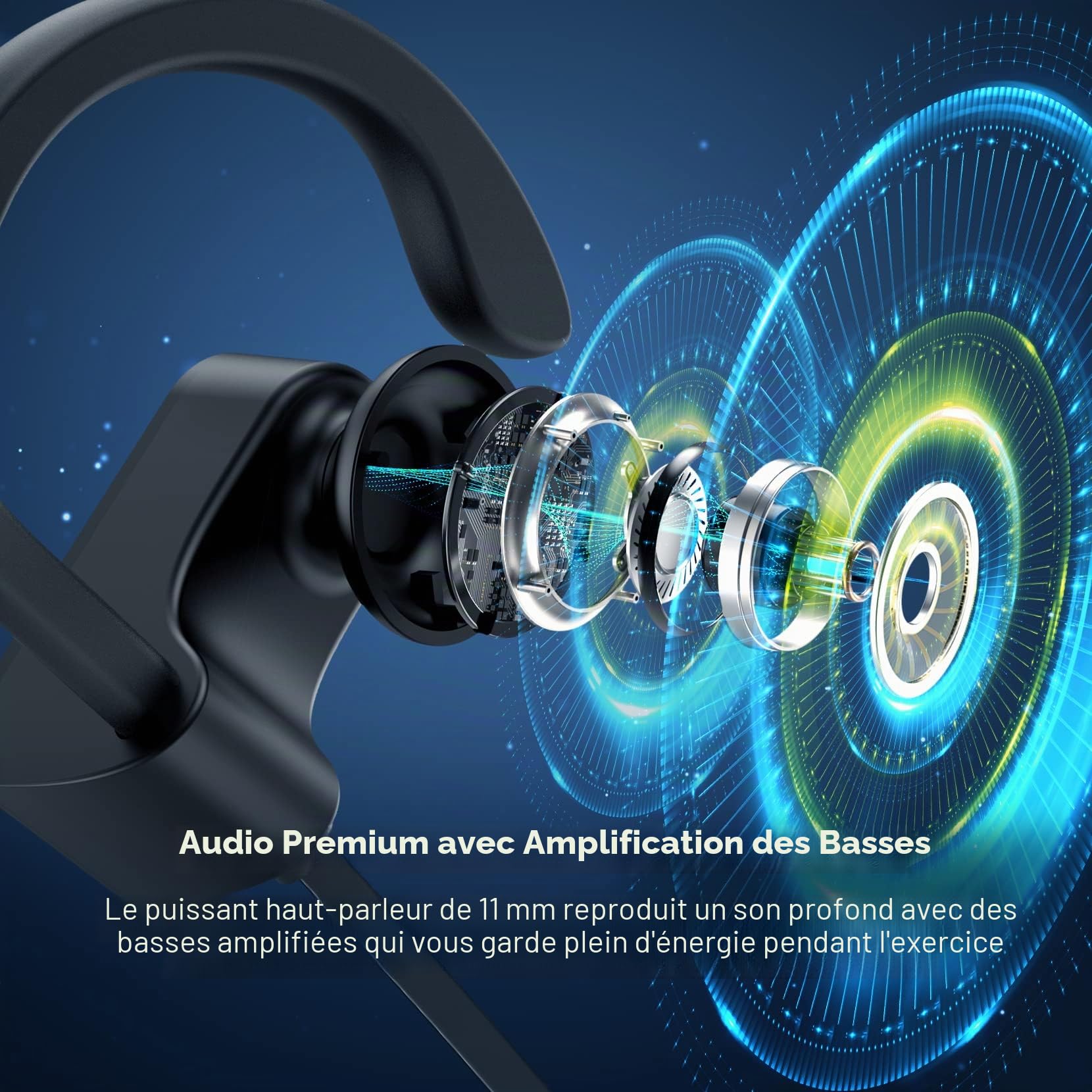 Écouteur Bluetooth,Casque Bluetooth de 16 Heures de Lecture,Écouteurs de Sport sans Fil Stéréo HD avec Écouteurs Étanches IPX7 dans, La Salle de Sport avec Micro Antibruit CVC6.0