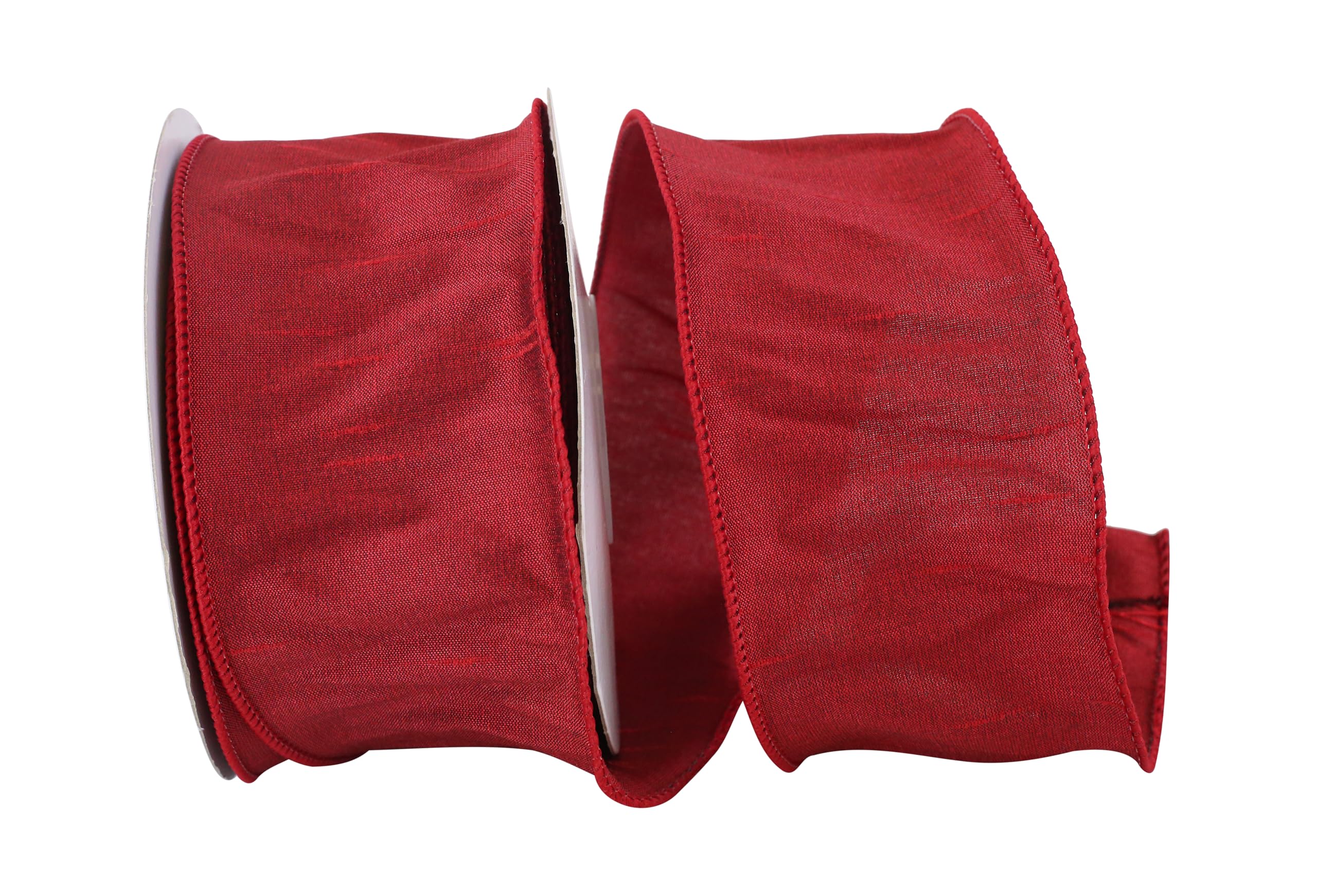 Reliant Ribbon Dupioni Supreme Wired Edge Ribbon, 2-1/2 Inch X 10 Yards, Scarlet โ image 1