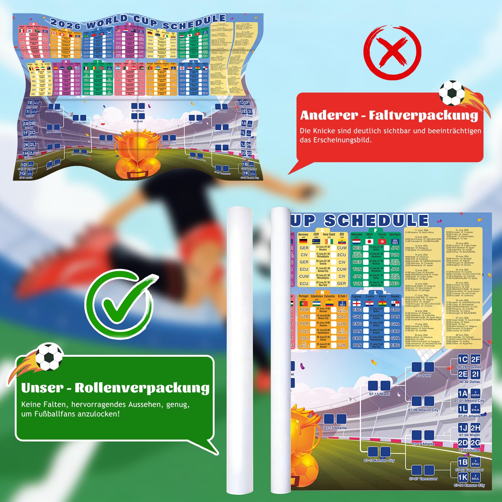 YYSWSAKY Planificación del Mundial 2026, póster del plan de juego del Mundial de fútbol 2026, incluye 48 equipos, grupos, eliminatorias y final, todos los resultados de los partidos, regalos para