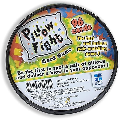 Miniatura 4 de University Games  Juego de cartas de viaje Pillow Fight en lata, para 2 a 6 jugadores de 5 años en adelante