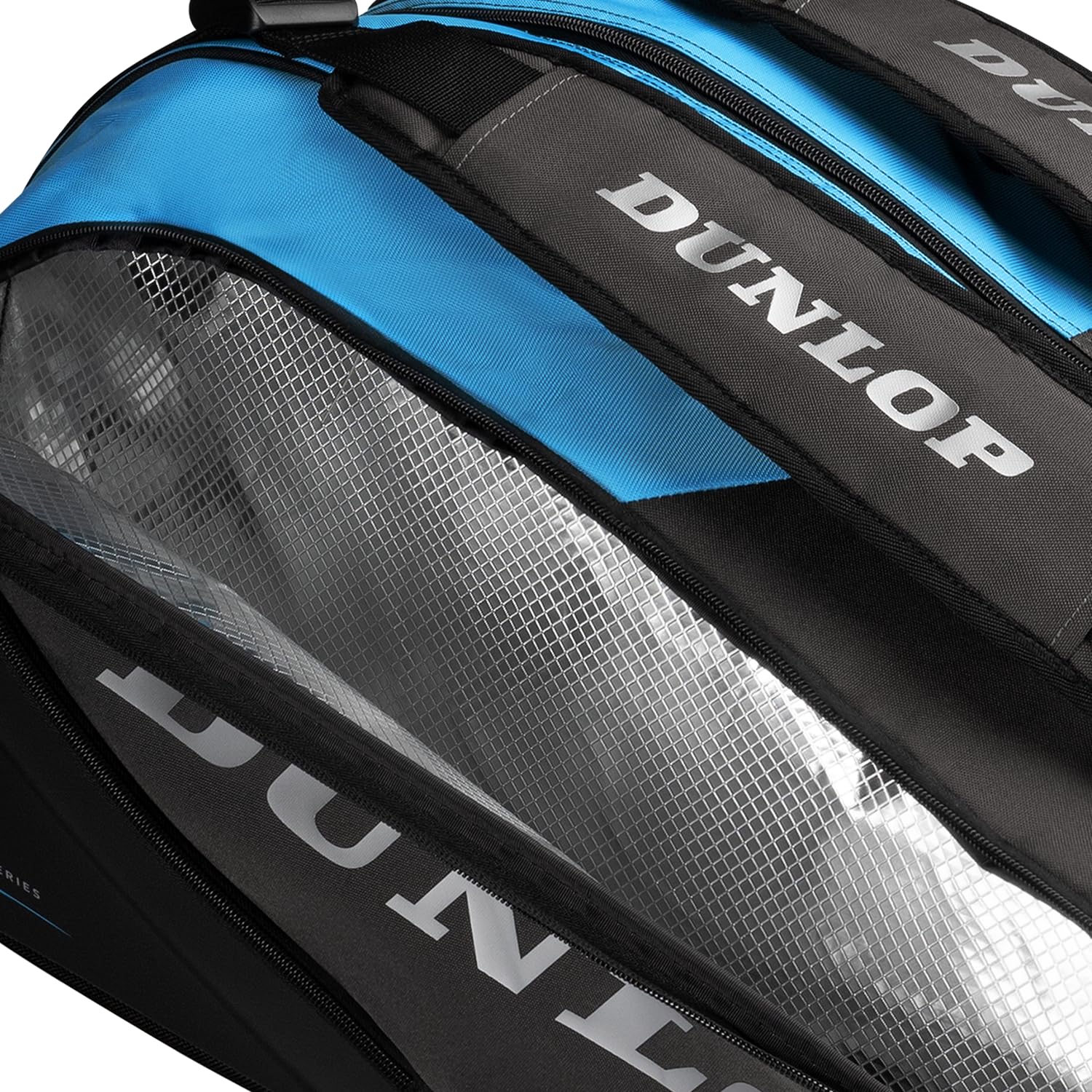 Dunlop FX Performance Padel Bag - Thermal bag a 3 scomparti, 65L - Nero/Gun Metal/Cian - Stile Premium Zaino