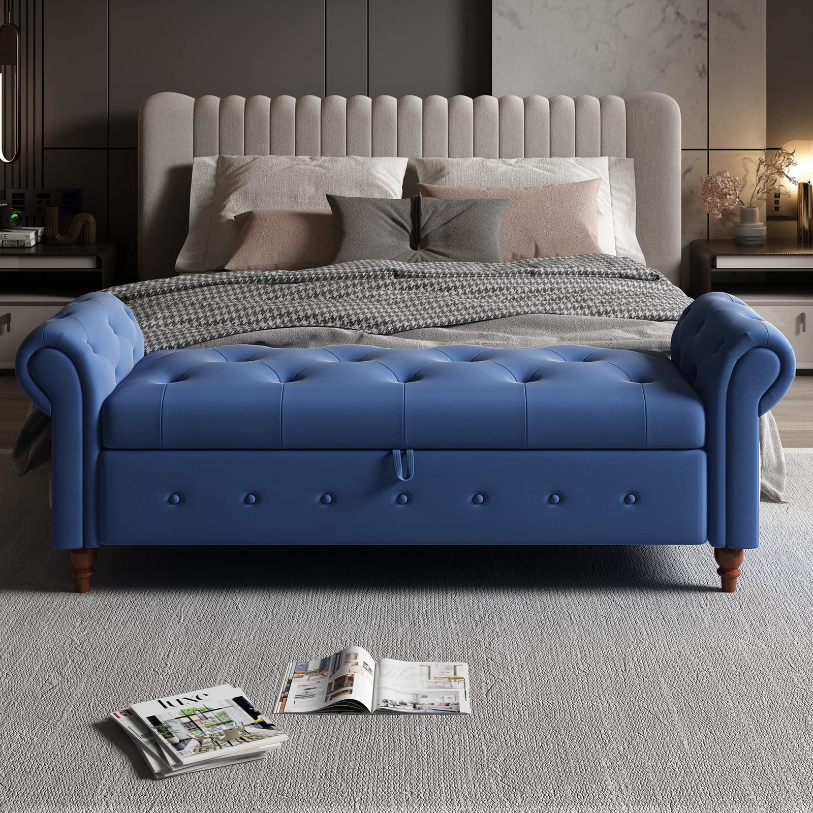 Storage Bench For Bedroom End Of Bed 63 Tufted Rolled Desertcart