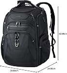KROSER Sac à dos pour ordinateur portable de voyage 18.4 1 cm XL TSA Sac à dos d'ordinateur Water-Repullent College Daypack Business Backpack avec RFID Poches & USB Port pour les hommes/femmes-Noir