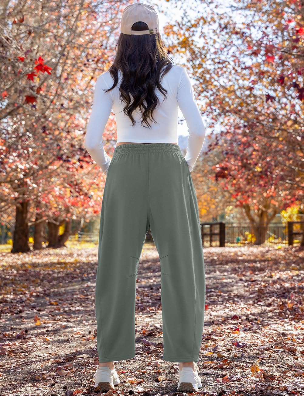 TARSE Women’s Barrel Sweatpants Loose Fit Lounge Pants Casual Wide Leg Pants Cotton Comfy Elastic Waist Joggers with Pockets