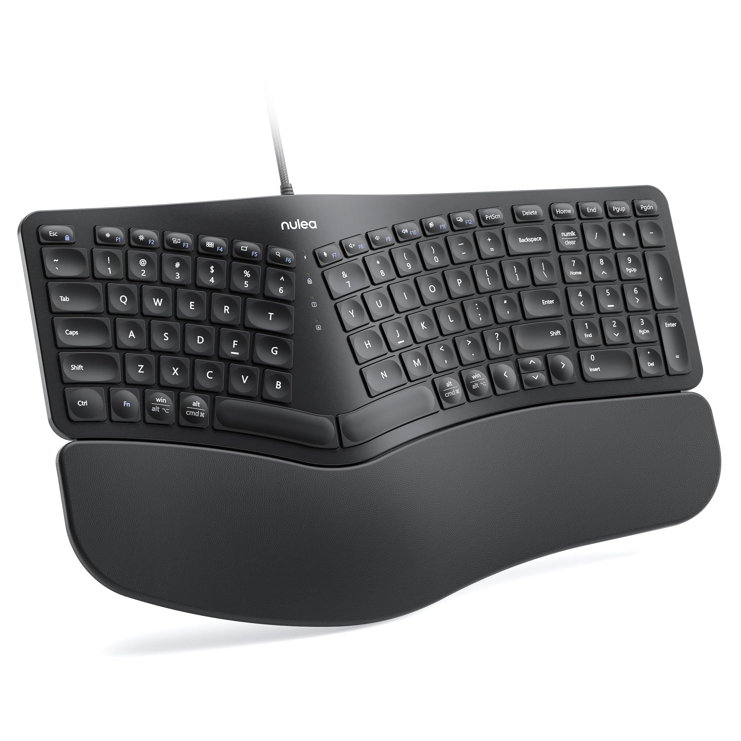 RT05C Wired Ergonomic Keyboard, Split Keyboard with Cushioned Wrist Rest, Adjustable Tilt Legs, Plug and Play, USB Corded, Compatible with Windows/Mac