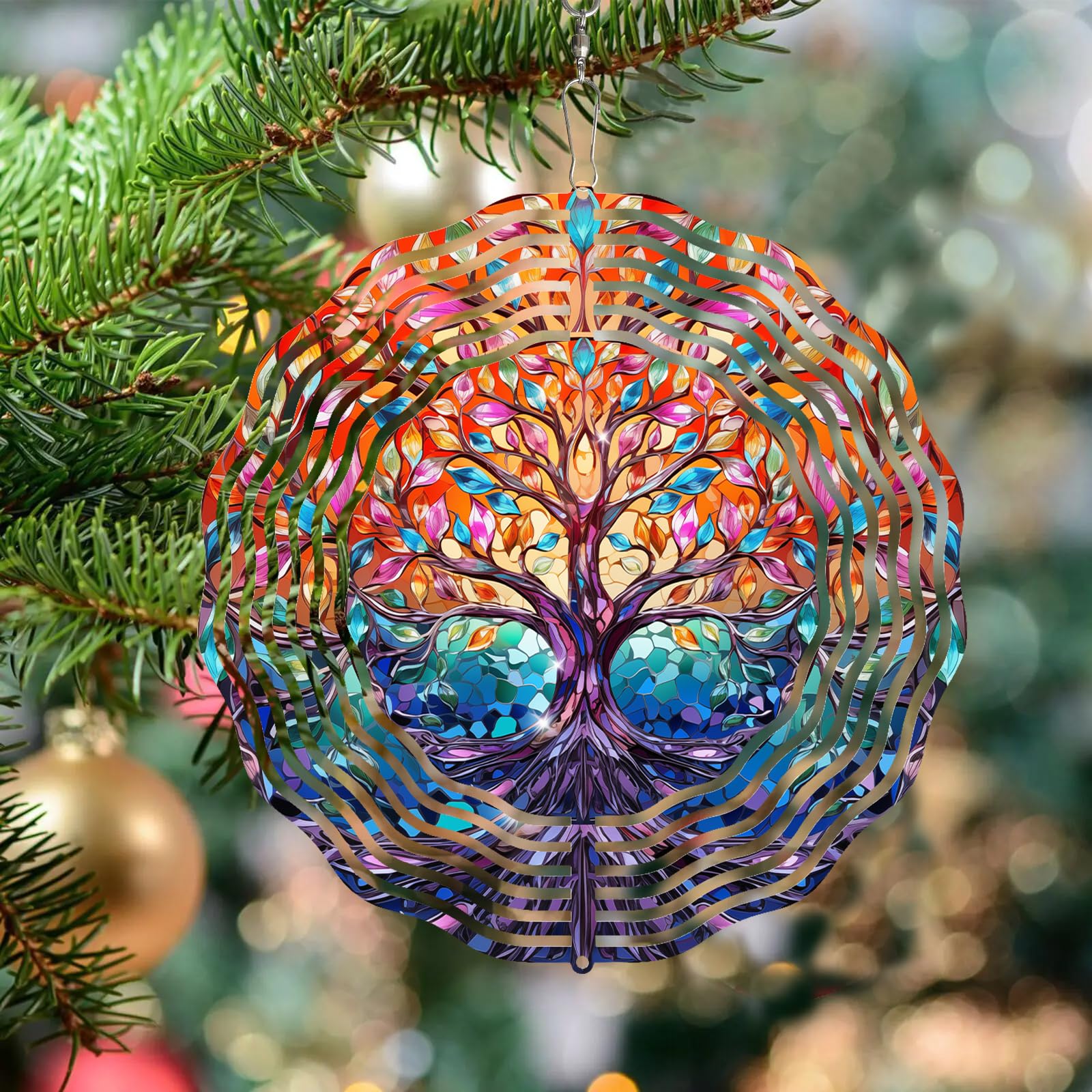 TIANCENTRAL H Tree of Life Wind Spinner,Tree of Life Wind Spinners 3D Frosted Hanging for Yard, Unique Gift Wind Spinner,3D Hanging Wind Sculptures for Garden Outdoor