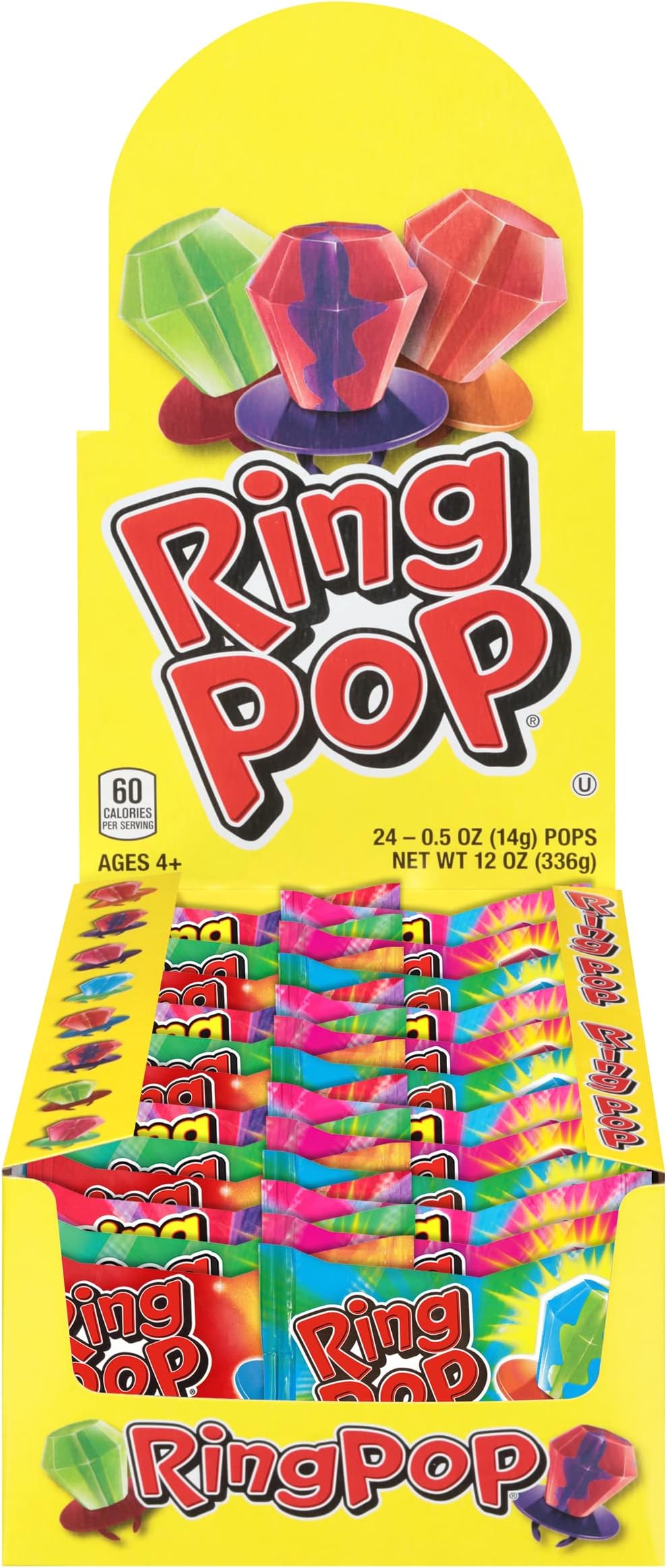 Ring Pop Bulk Lollipops Variety Party Pack Individually Packaged - 24 Assorted Flavored Lollipops - Funny Candy for Birthdays and Celebrations