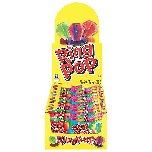 Ring Pop - Paquete variado de piruletas individuales envueltas para el regreso a clases a granel – 24 piruletas con sabores surtidos – Dulces