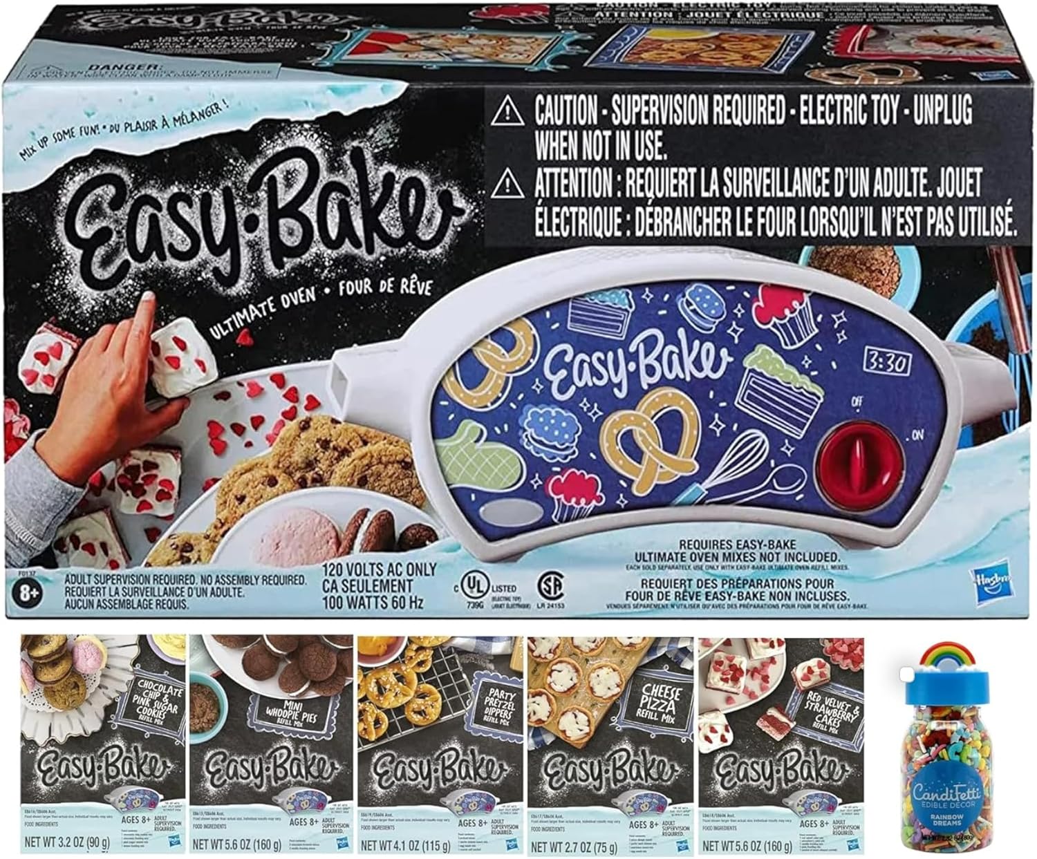 Miracle Play Easy Bake Oven Easy Bake Ultimate Oven Baking Bundle (Oven + 5 Mixes + Rainbow Sprinkles) Gift Set for Kids 8yrs and Up