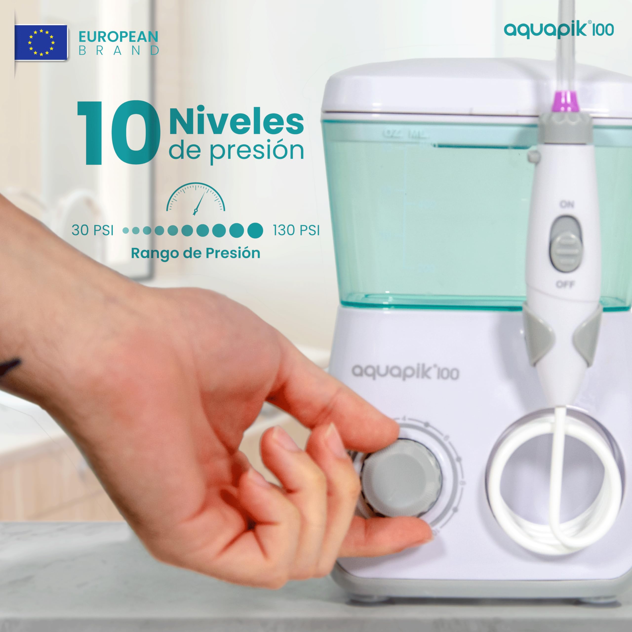Aquapik® DUO Irrigador Dental | Aquapik® 100 Sobremesa + Aquapik® ONE Portátil | Recomendado por Dentistas | Elimina Placa, Cuida Implantes y Ortodoncia | Uso en Casa y Viaje