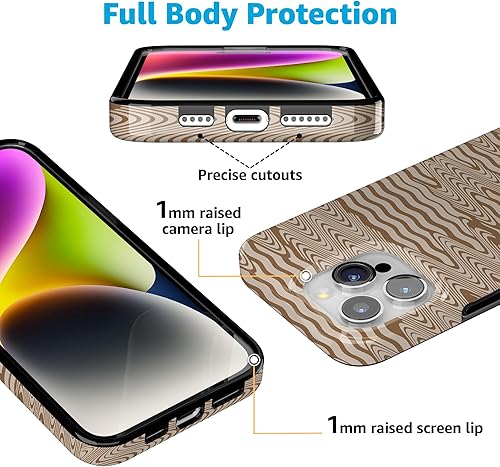 Miniatura 7 de Casely Funda para iPhone 15 Pro  Ondulación moca  Ondas marrones  Funda clásica  Compatible con MagSafe y botón de acción