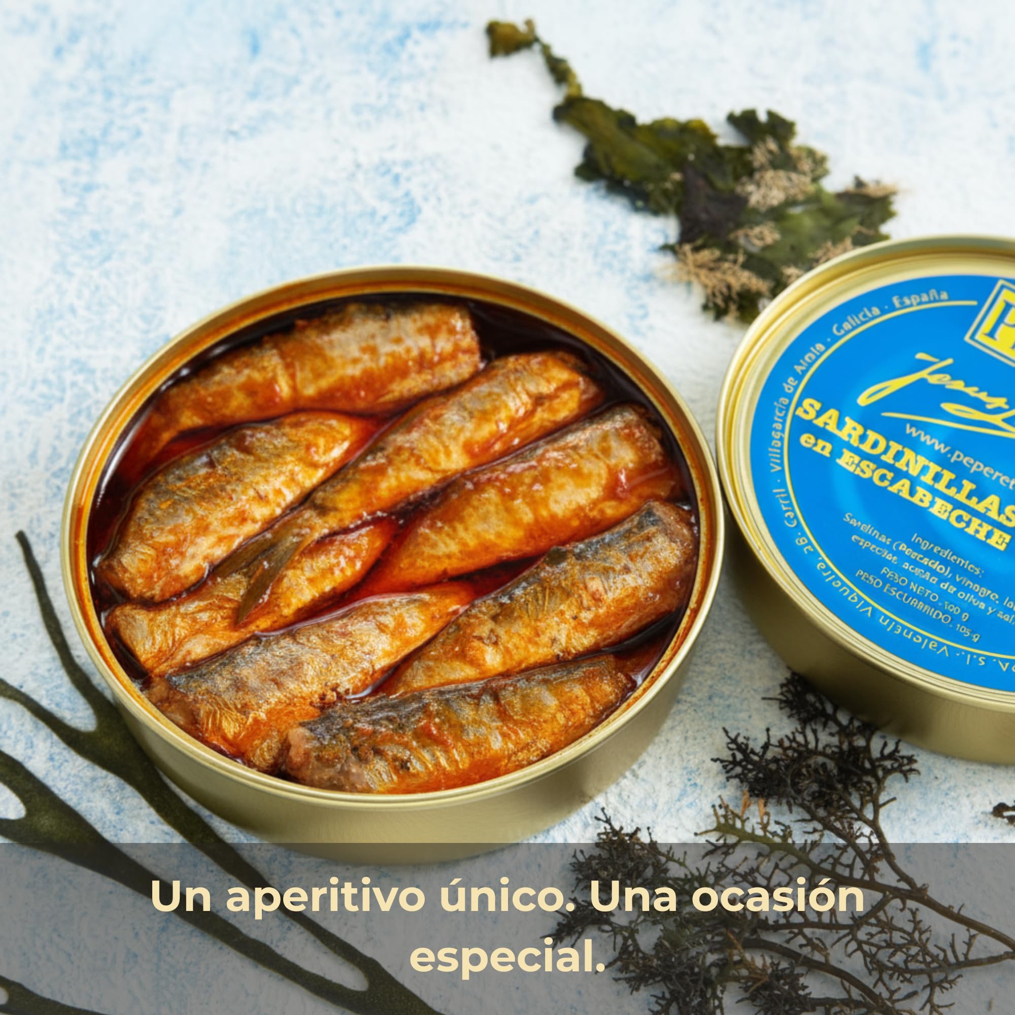 LOS PEPERETES x3 Lata Sardinillas en Escabeche 120 g | Sardinas Pequeñas Gourmet Gallegas | Conserva Artesanal en Aceite de Oliva y Vinagre | Pescado Azul del Atlántico | Sabor Tradicional de Galicia