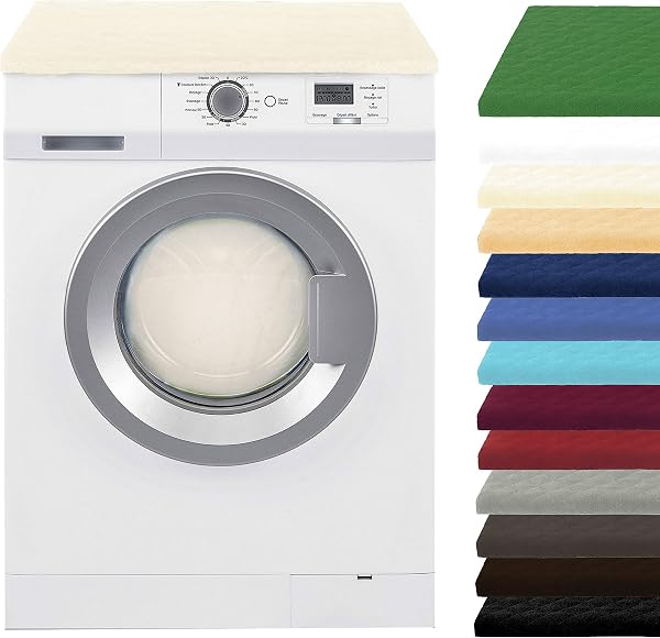 Brandsseller Copertura 60x60 cm per lavatrice e asciugatrice – Fodera protettiva con elastico – Telo di protezione imbottito – Bianco Crema - 4