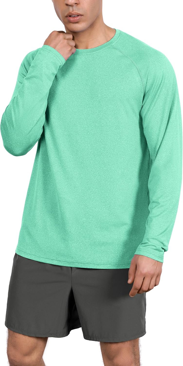 ODODOS Men's Quick Dry Long Sleeve Shirts UPF 50+ Sun Protection SPF Athletic Tops Workout Fishing T-Shirts