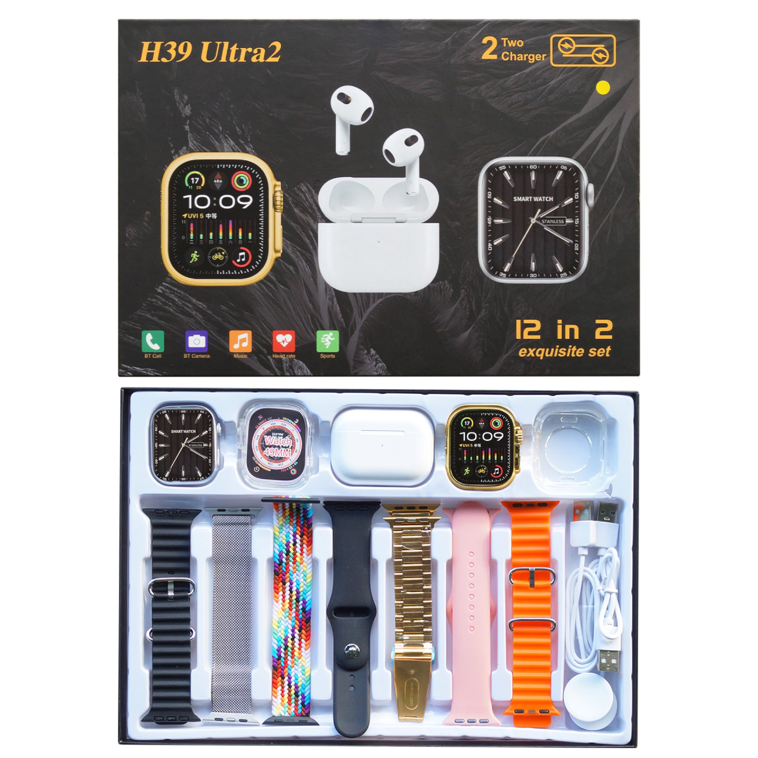 DADO Golden Ultra Bluetooth 2 Calling Smartwatch, Wireless Charge, Multiple Watch Faces, Airpods, Watch Case, Golden Strap Smart Watch for Men with 7 Extra Bands (B0DDXNWMFD) Amazon Price History, Amazon Price Tracker