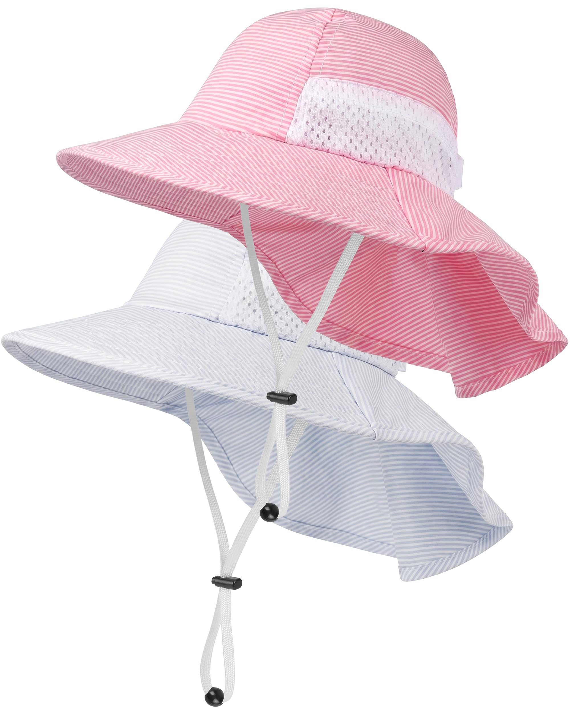 Toddler Baby Sun Hat Kids Summer Beach Essentials Adjustable Beach Hats with Bucket Wide Brim for Boys Girls Age 0-14 Years