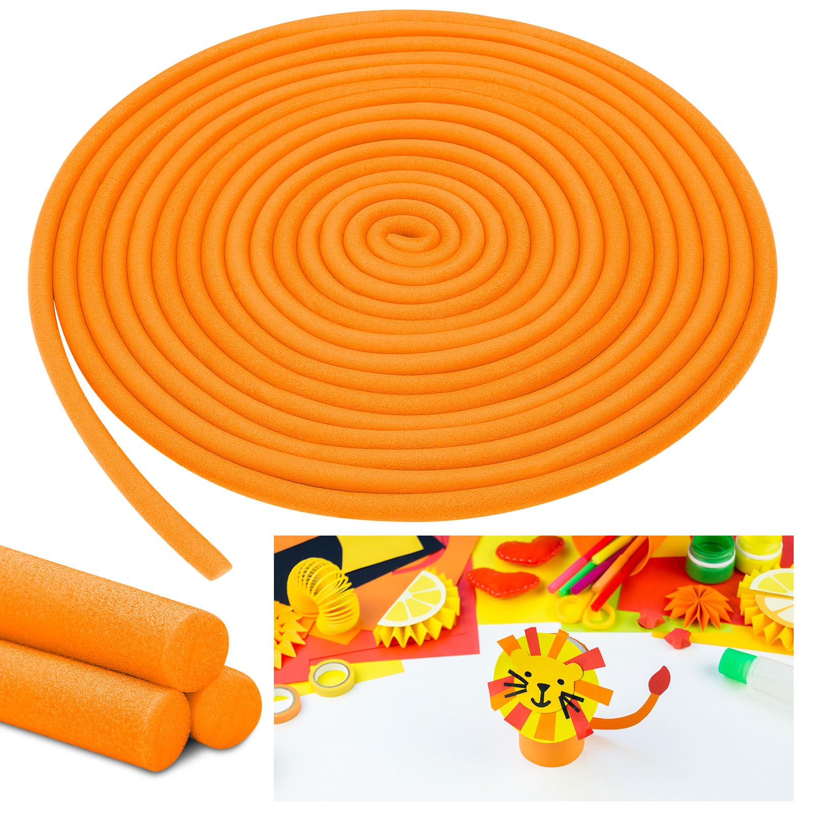 Frienda 5/8 Inch x 40 ft Orange Foam Noodles for Crafts Versatile Pool Noodles Foam Tubes Cylinder Rods for Modeling, DIY Arts and Crafts Supplies